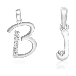 Taraash 92.5 Sterling Silver 'B' & 'J' Initial Letter Couple Pendants-image-62