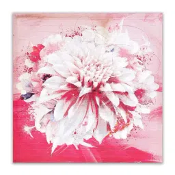Home4U Pink & White Canvas 50 cm Flower Wall Art - Set of 1-7