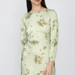 Forever 21 Green Floral Print Regular Fit A Line Dress-image-51
