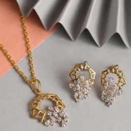 Clara 92.5 Sterling Silver Alba Pendant & Earring Set for Women-picture-30