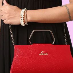Lavie Pixel Red Synthetic Textured Clutch-image-56