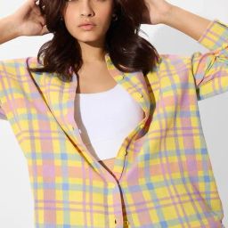 The Souled Store Citron Oversized Plaid Casual Shirt-picture-3