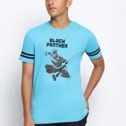 Lil Tomatoes Kids Aqua Blue Black Panther Print T-Shirt-image-19