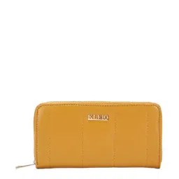 KLEIO Mustard Quilted Zip Around Wallet for Women-42