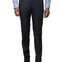 Raymond Blue Slim Fit Checks Trousers-image-55