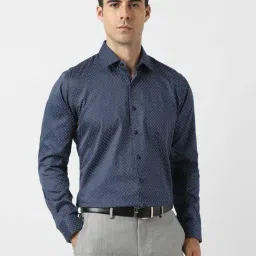 Van Heusen Blue Cotton Slim Fit Printed Shirt-picture-37