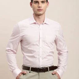 Turtle Light Pink Cotton Slim Fit Shirt-image-34