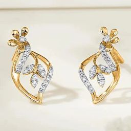 P.N.Gadgil Jewellers Blossom Vine 18 kt Yellow Gold Stud Diamond Earring For Woman-image-36