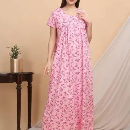 Sweet Dreams Pink Cotton Regular Fit Night Dress-image-60