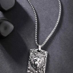 Karatcart Silver Plated Lion Metal Chain Pendant-36