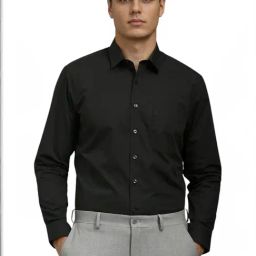 Louis Philippe Black Cotton Slim Fit Texture Shirt-image-44