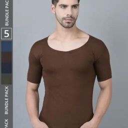 Dollar Lehar Assorted Cotton Regular Fit Vest - Pack Of 5-picture-33
