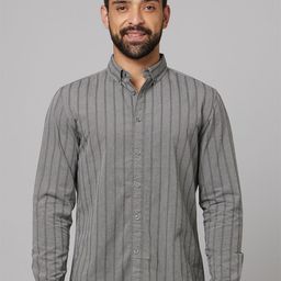 Celio Men Classic Striped Button Down Collar Cotton Casual Shirt-picture-43