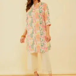 Soch Beige Printed A Line Kurti-image-76