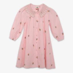 Ed-a-Mamma Kids Pink Embroidered Shirt Dress-image-42
