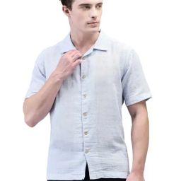 Woods Light Blue Regular Fit Cotton Shirt-image-65