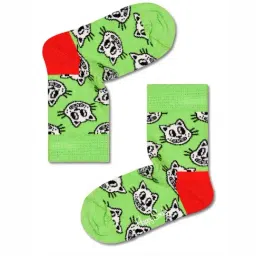 Happy Socks Kids Cat Green Cotton Printed Socks (2-3Y)-image-62