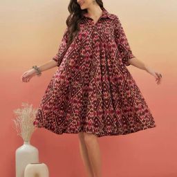 Inweave Purple Printed A-Line Dress-image-39