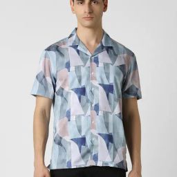 Van Heusen Blue Cotton Slim fit Abstract Shirts-image-54