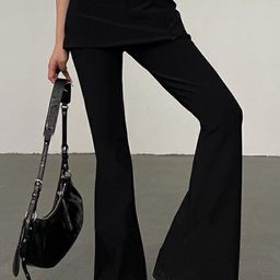 Outzidr Women Smart Flared Mid-Rise Bootcut Trousers-image-67