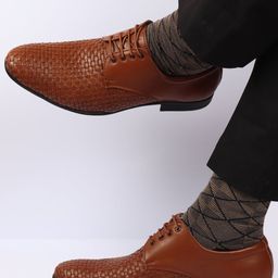 FAUSTO Men Textured Formal Derbys Shoes-image-10