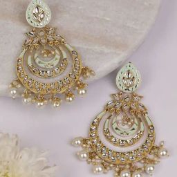 Priyaasi Kundan Studded and beaded Chandbali Earring-image-88
