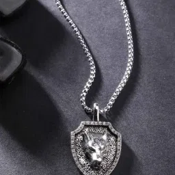 Karatcart Silver Plated Wolf Metal Chain Pendant-image-54
