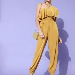 KASSUALLY Yellow Maxi Basic Jumpsuit image 4
