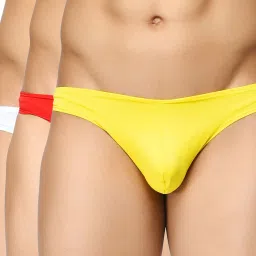 BASIICS by La Intimo White & Red Solid Briefs (Pack of 3) image 1