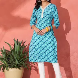 InWeave Women Leheriya Printed Daily Straight Kurta-picture-32