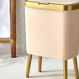 Home Centre Gold-Toned & Beige Bin With Stand -15L-44