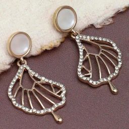 Sohi Gold Plated Party Designer Stone And Pearls Drop Earrings-13
