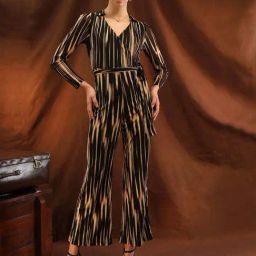Kazo Black Regular Fit Striped Jumpsuit-picture-35