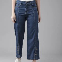 KASSUALLY Blue Relaxed Fit High Rise Jeans-picture-44
