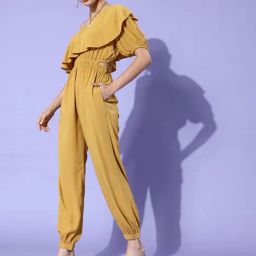 KASSUALLY Yellow Maxi Basic Jumpsuit image 3