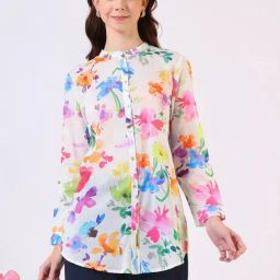 W Multicolor Cotton Regular Fit Floral Print Shirt-picture-4