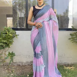 DIVASTRI Leheriya Pure Chiffon Ready to Wear Jamdani Saree-image-79