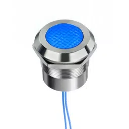 RS PRO Blue Panel Mount Indicator 12-24V AC/DC, Mounting Hole Size 25 mm, Termination Type Lead Wires, IP Rating IP67, IP69K, Model No 2538512-40