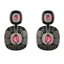 Saraf RS Jewellery Red Statement Brass Earrings for Women-9