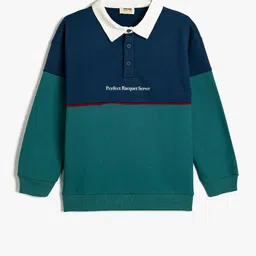 Koton Boys Cotton Colourblocked Shirt Collar Long Sleeves Pullover Sweatshirt-picture-38