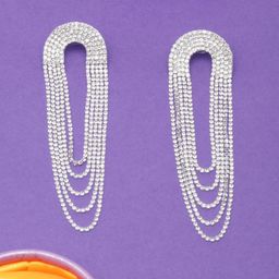 KPOP Silver Plated Rhinestone Contemporary Drop Earrings-21