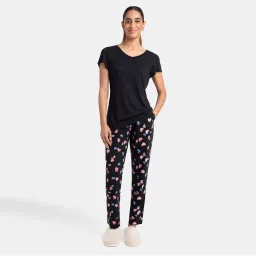 Jockey RX09 Women Micro Modal Cotton Printed Pyjama - Black Assorted Prints-picture-12