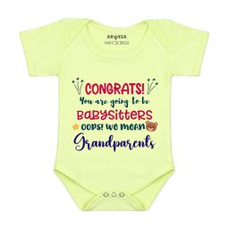 Arvesa Congrats Your Going to Be Grandparents Printed Bodusuit-image-48