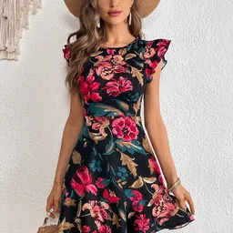 Sugathari Floral Print Ruffled Fit & Flare Midi Dress-picture-24