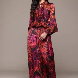 Ritu Kumar Printed Satin Top & Palazzos-image-88