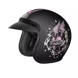 Studds JETSTAR CLASSIC D6 DECOR BLACK (570 mm) Medium Open Face Helmet, D6 GOOD GIRL GONE BAD-image-71