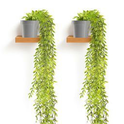 Kuber Industries Grey 2 Pieces Hanging Artificial Flower With Pot-1