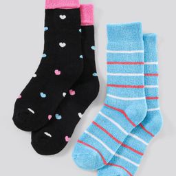 Pine Kids Anti Microbial Washed Soft Terry Socks Set of 2 Pairs - Black Blue-image-22