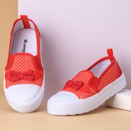 Cute Walk by Babyhug Casual Shoes With Velcro Closure Polka Dot Print- Red-image-40