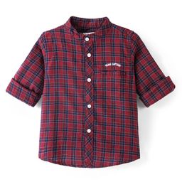 Babyhug 100% Cotton Full Sleeves One Pocket Checks    Shirt - Red-image-92